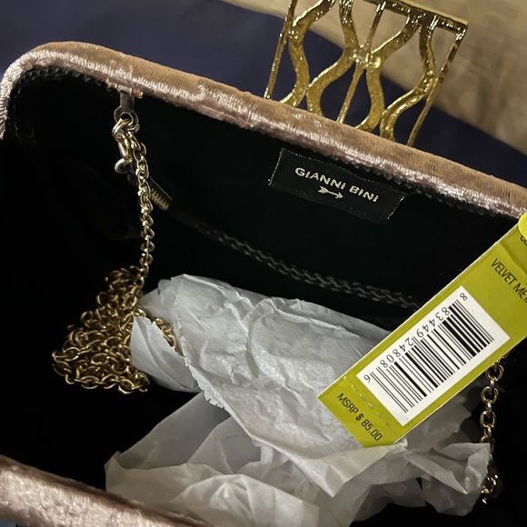 Gianni Bini Brown Velvet Clutch with Gold Accent - Picture 6 of 6